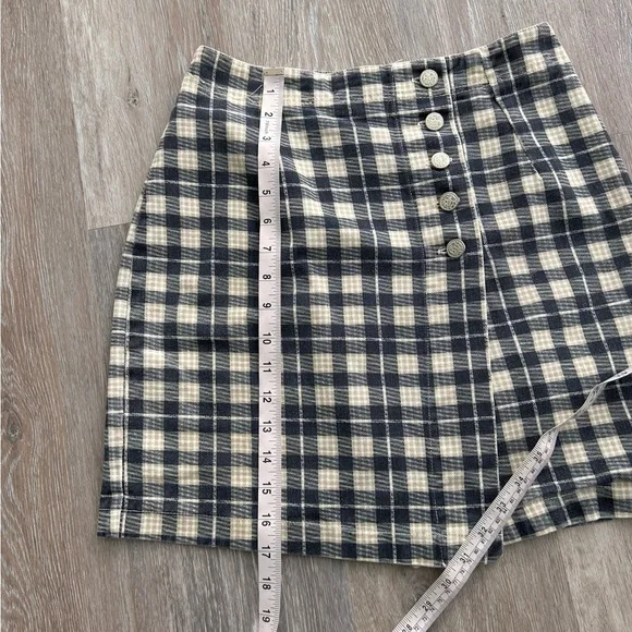 Vintage Niki Lee Gingham Button Wrap Skirt Size 7 Unique Retro